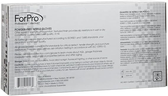ForPro Disposable Nitrile Gloves, Chemical Resistant, 4 Mil, Small, 1000 Ct