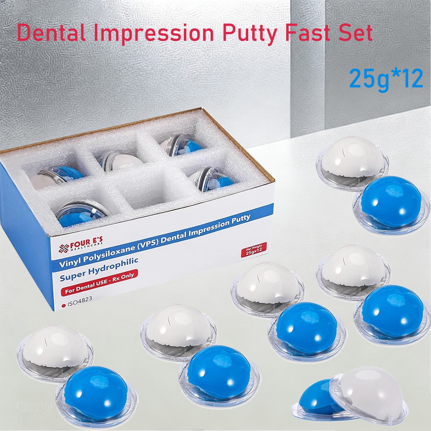 Dental Impression Putty Fast Set VPS Putty 400g Base & 400g Catalyst / 25g x12