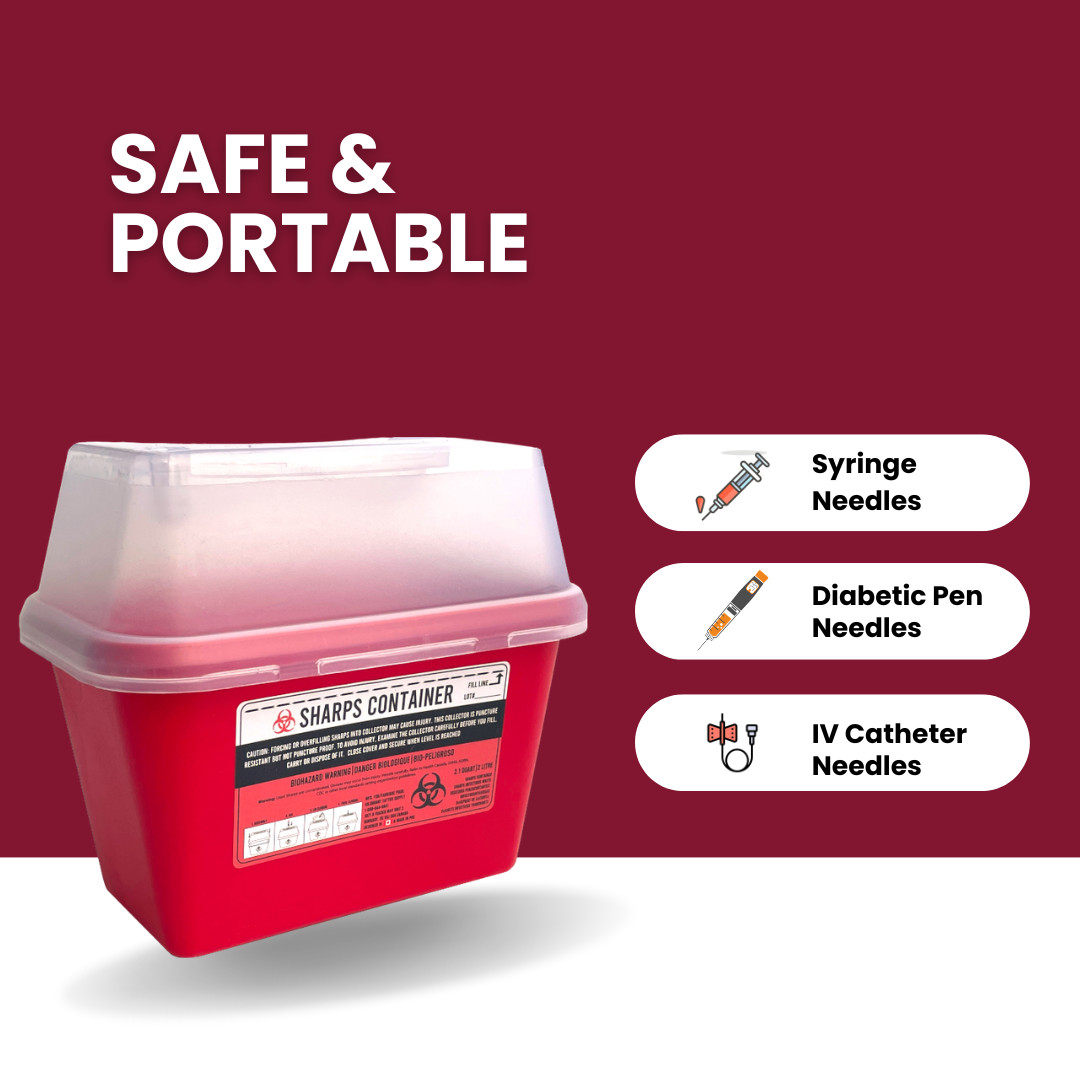 SHARPS CONTAINER 1 & 2 QUART/LITER -Needle Disposal Phlebotomy Tattoo Dental