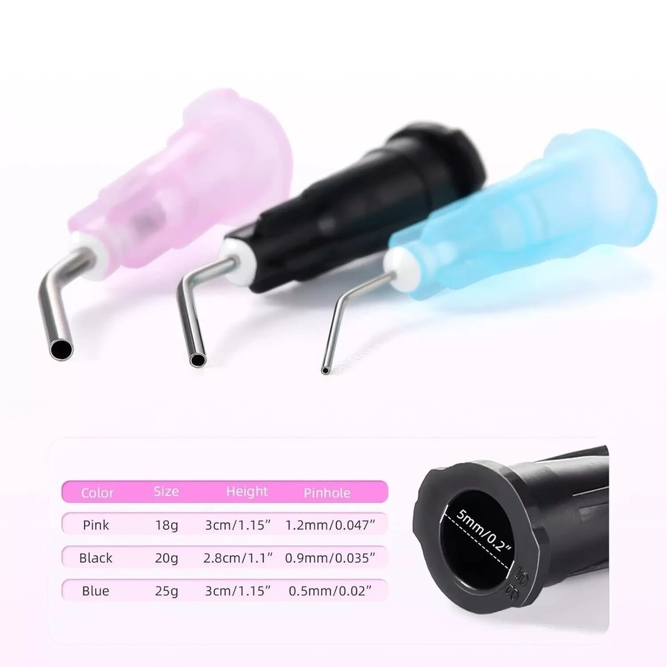 Dental Pre Bent Needle Tips Irrigation Composite Resin Acid Syring For Flow Etc