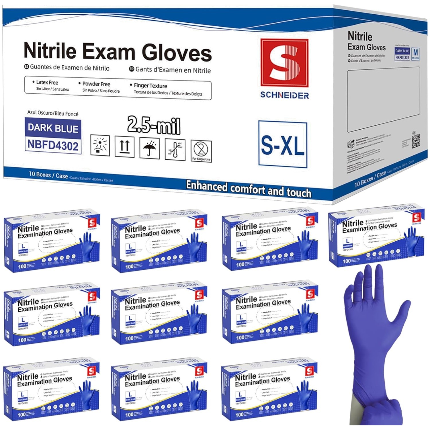Waterproof Nitrile Exam Gloves, Food Grade, 1000 Count