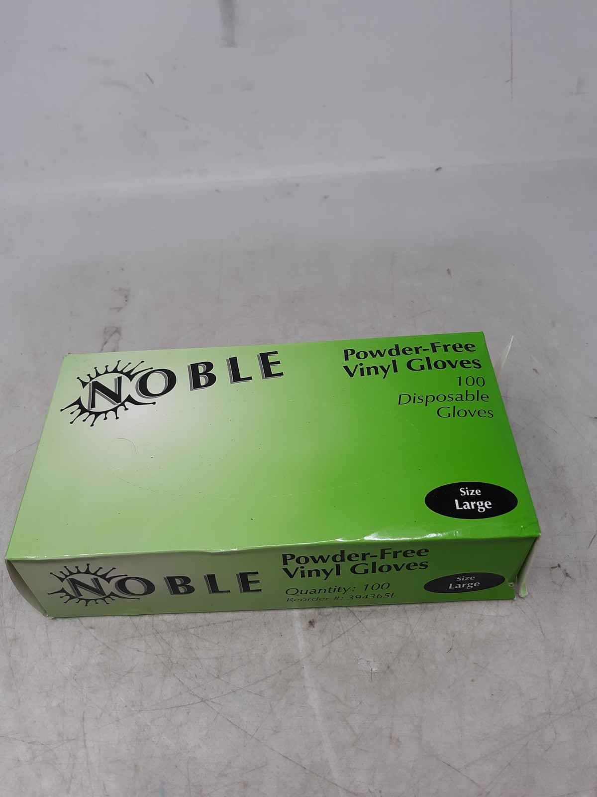 Noble 394365L Powder-Free Vinyl Disposable Gloves, Large