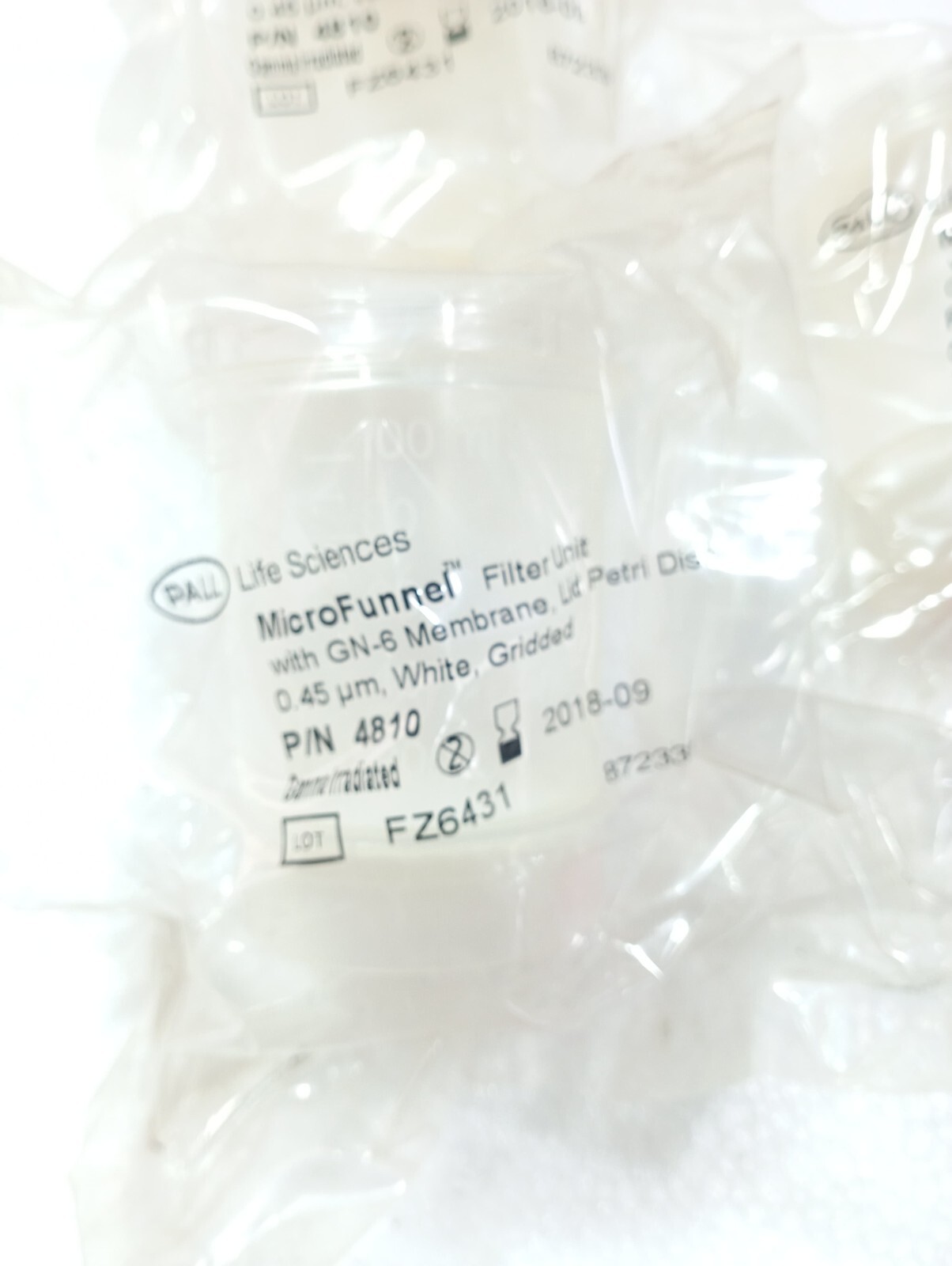 Pall MicroFunnel 100mL Filter Funnel 0.45um GN-6 Membrane #4810,1 BOX, (50 PCS)