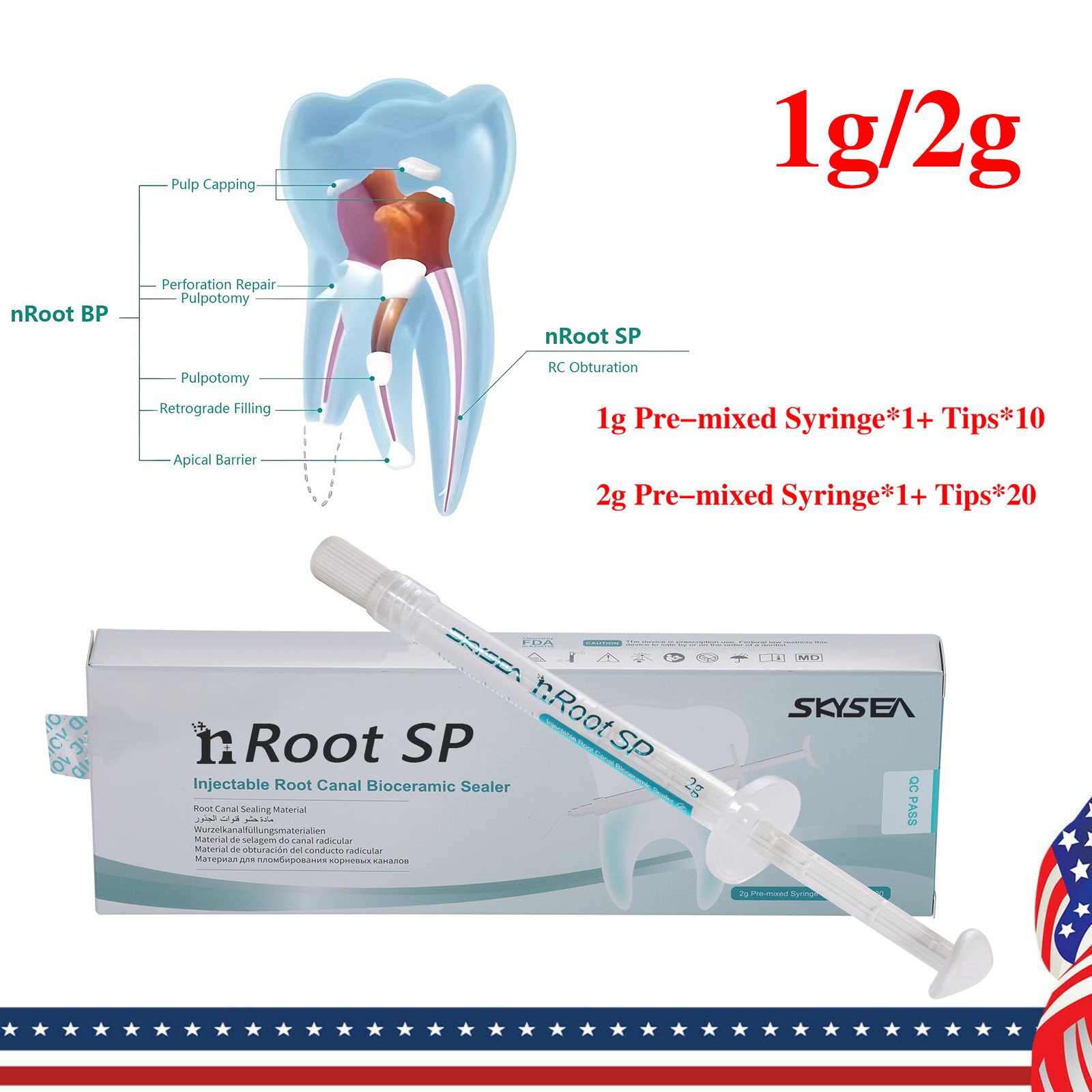 Endo Materials Injectable Root Canal Bioceramic Sealer 1/2g Pre-mix US Dental