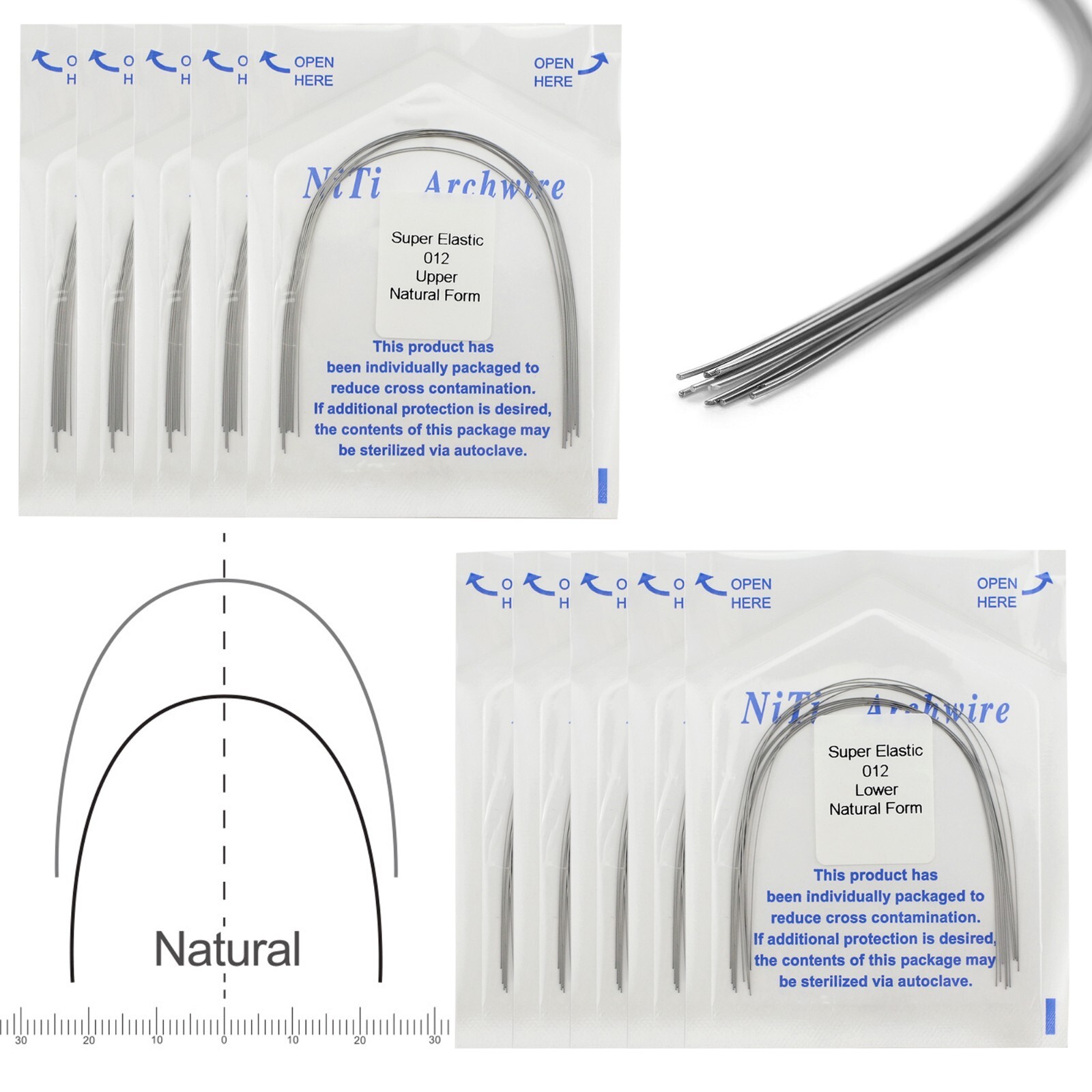 Dental Orthodontic ArchWire Super Elastic NiTi Stainless Steel Round Rectangular