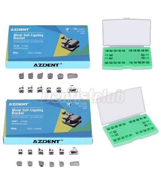 AZDENT Dental Orthodontic Self-Ligating Brackets Braces Roth /MBT 0.022 Hook 345