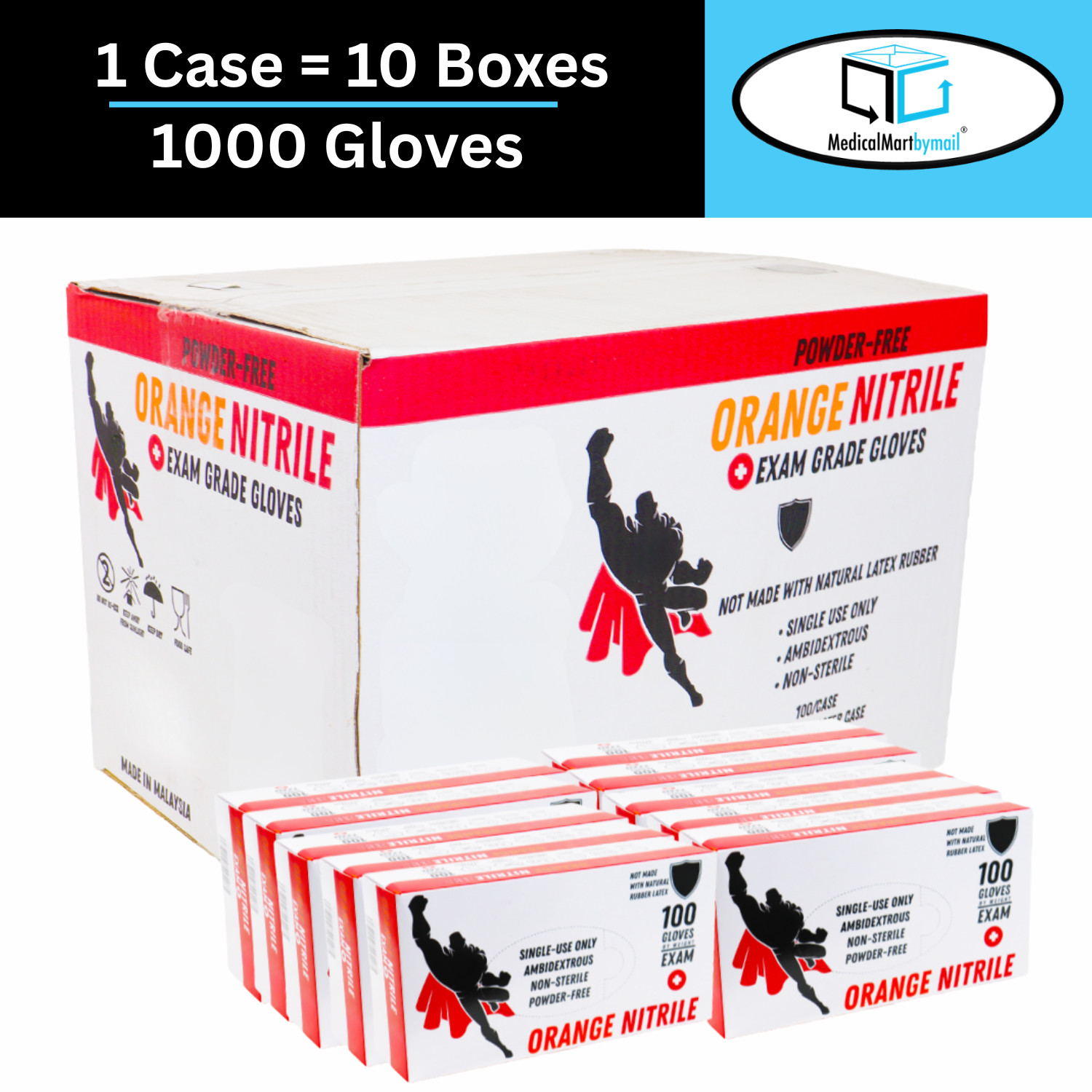 Disposable 1000 Pcs 5 Mil Orange Nitrile Gloves Fully Textured Small