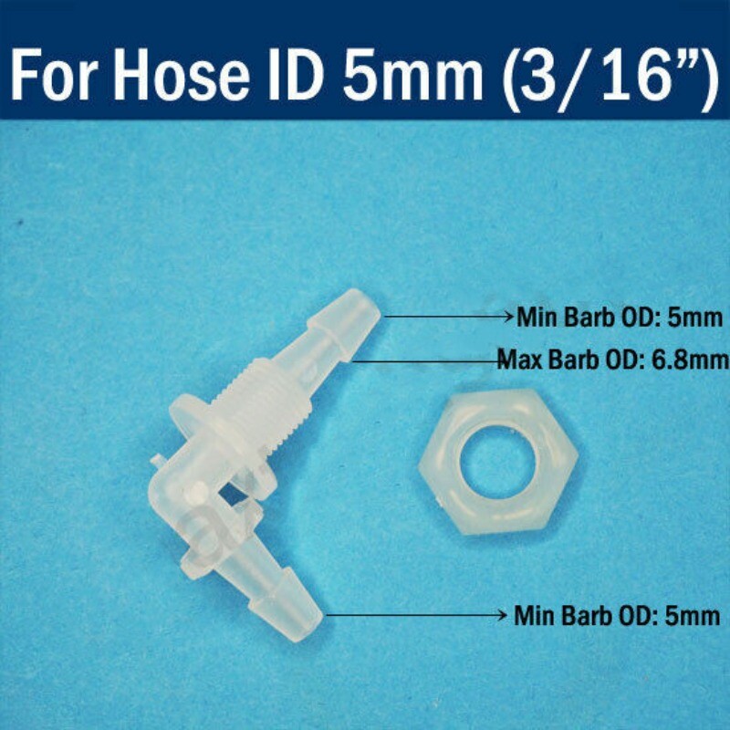 Plastic Straight Elbow Bulkhead Fitting Hose Barb Tube Connector Inch In 1~12mm