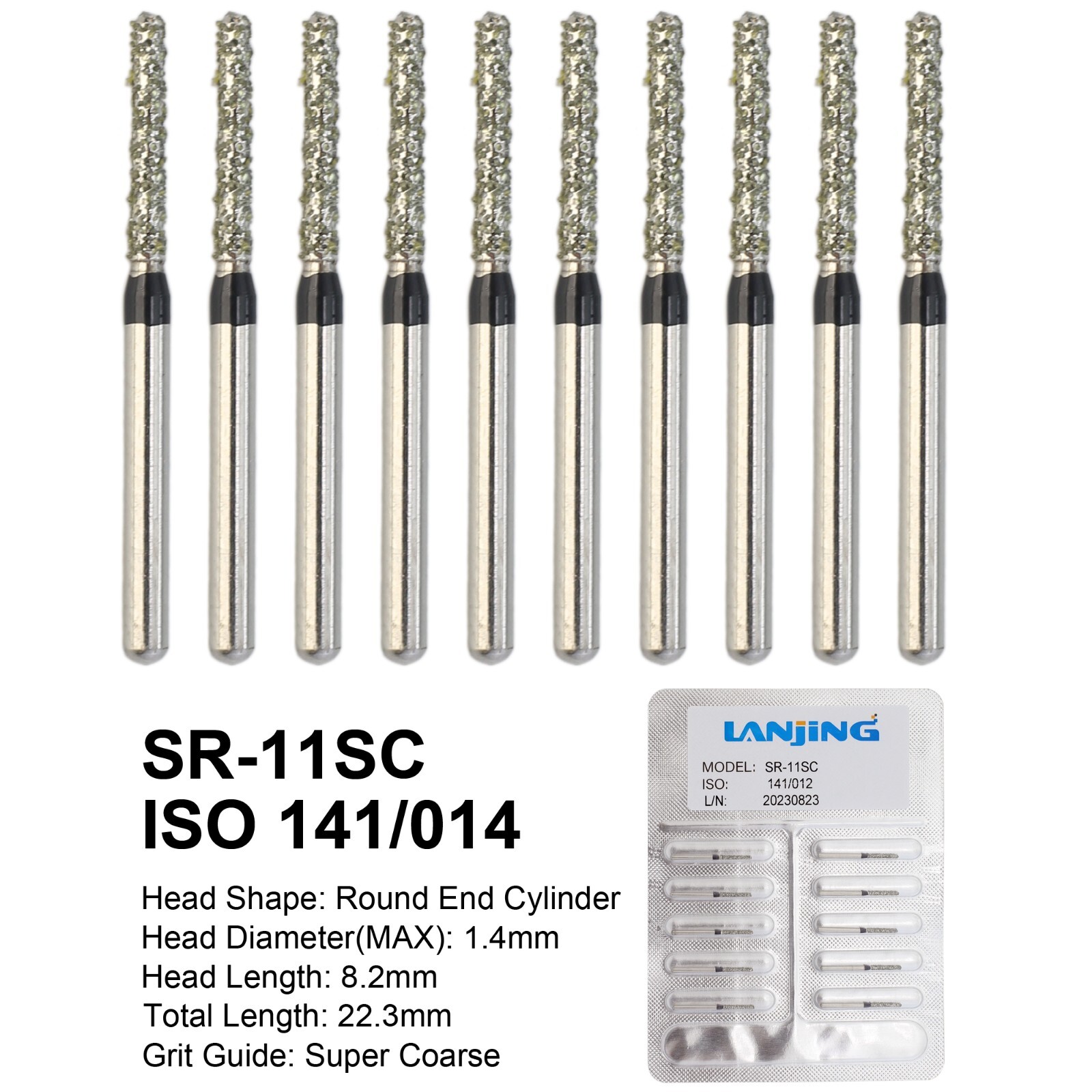 Dental Diamond Bur FG Round End Cylinder SR-13C SR-11SC SR-14C Coarse High Speed