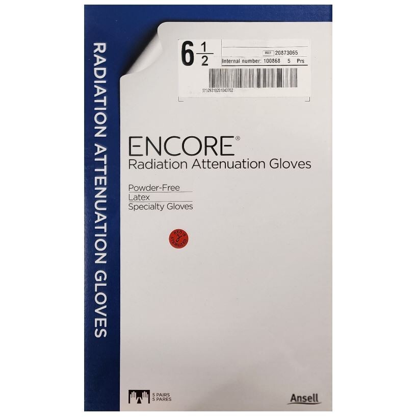 *5-Pairs* Ansell Encore Radiation Attenuation PF Gloves Size-6.5 Latex 20873065