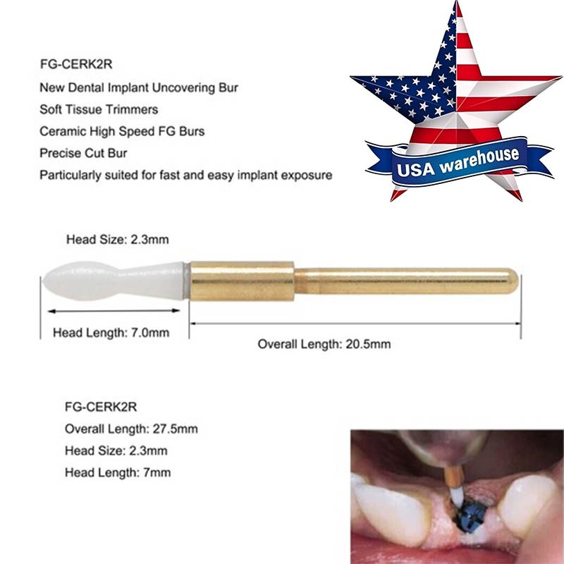 3PCS Dental Soft Tissue Trimmer Ceramic Bur For Gingival Gingivectomy FG 2.3mm