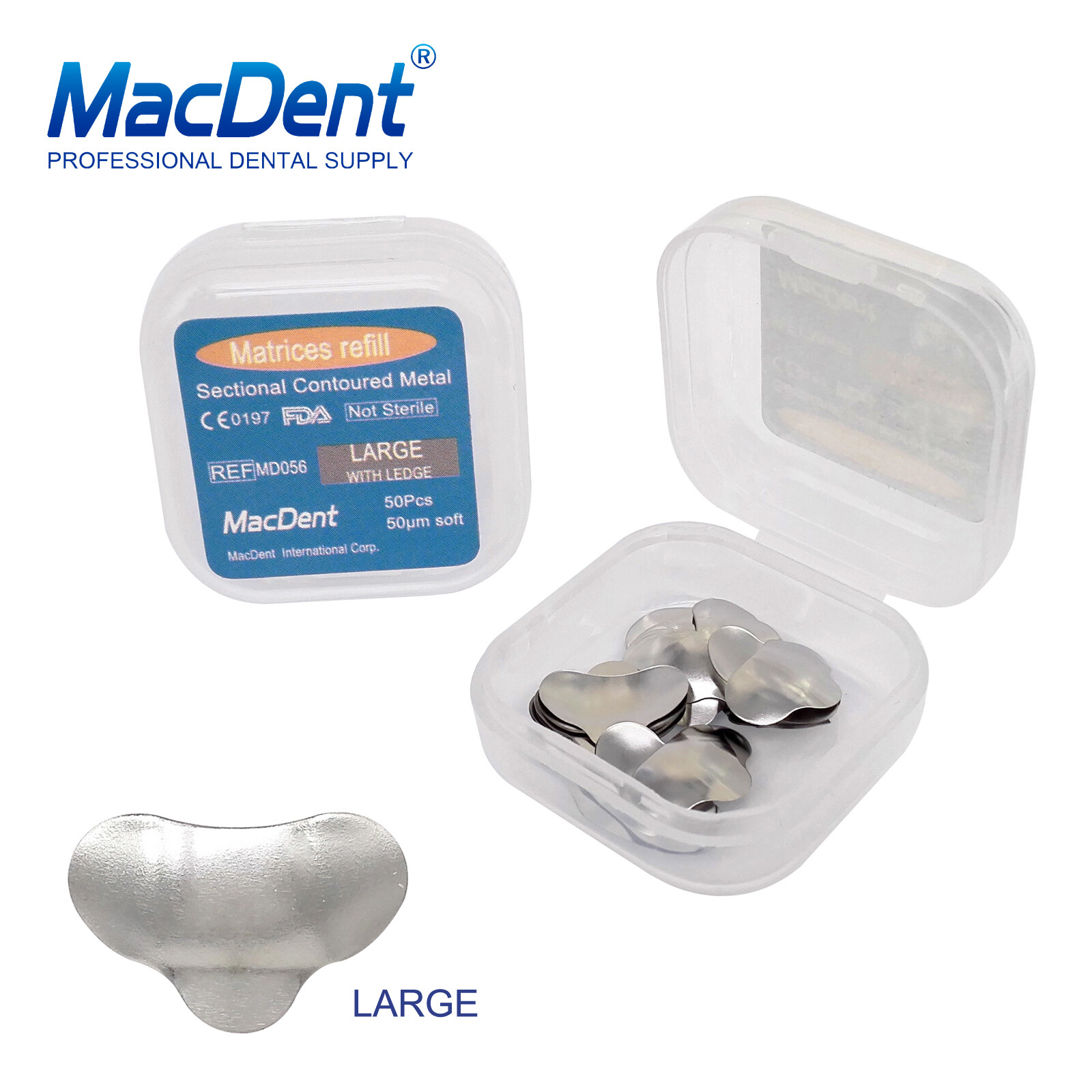 100×Dental Matrices Sectional Contoured Metal Soft Band Matrix Refill 50μm S/M/L