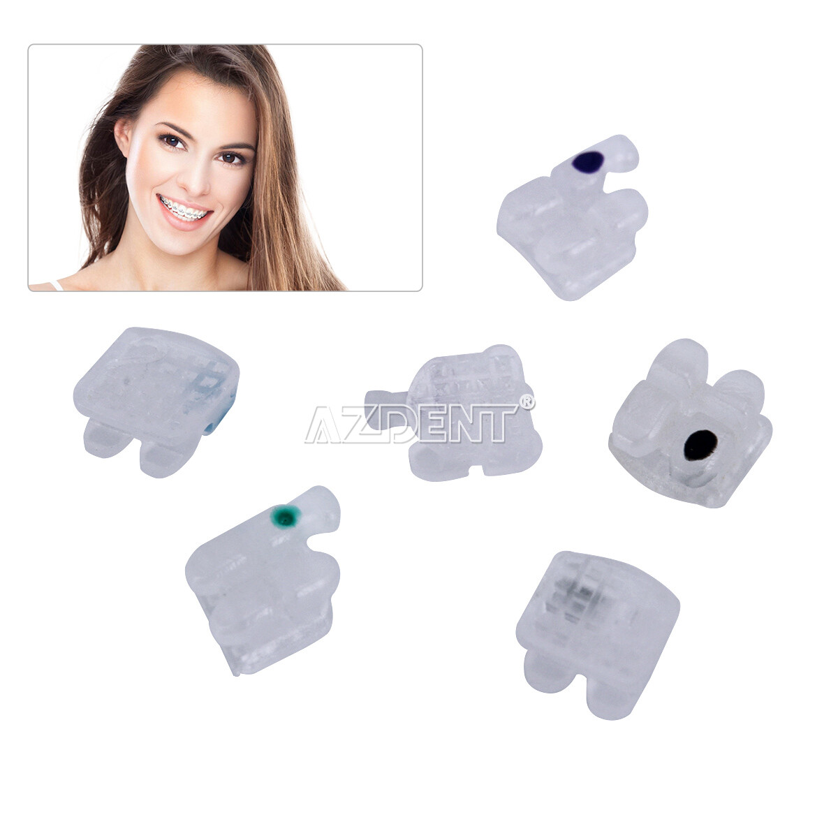 Dental Ortho Self-ligating ceramic Bracket Brace Roth/MBT 0.018/.022 Hooks 3-4-5