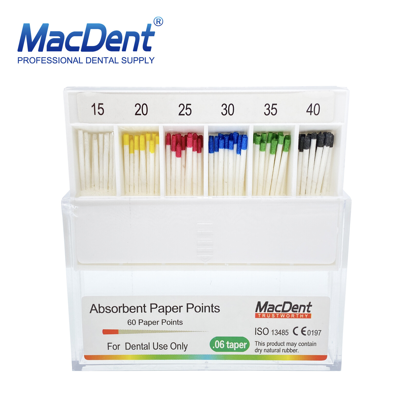 MacDent Dental Endodontic Absorbent Paper Points Taper 0.04/ 0.02 /0.06 15#-40#