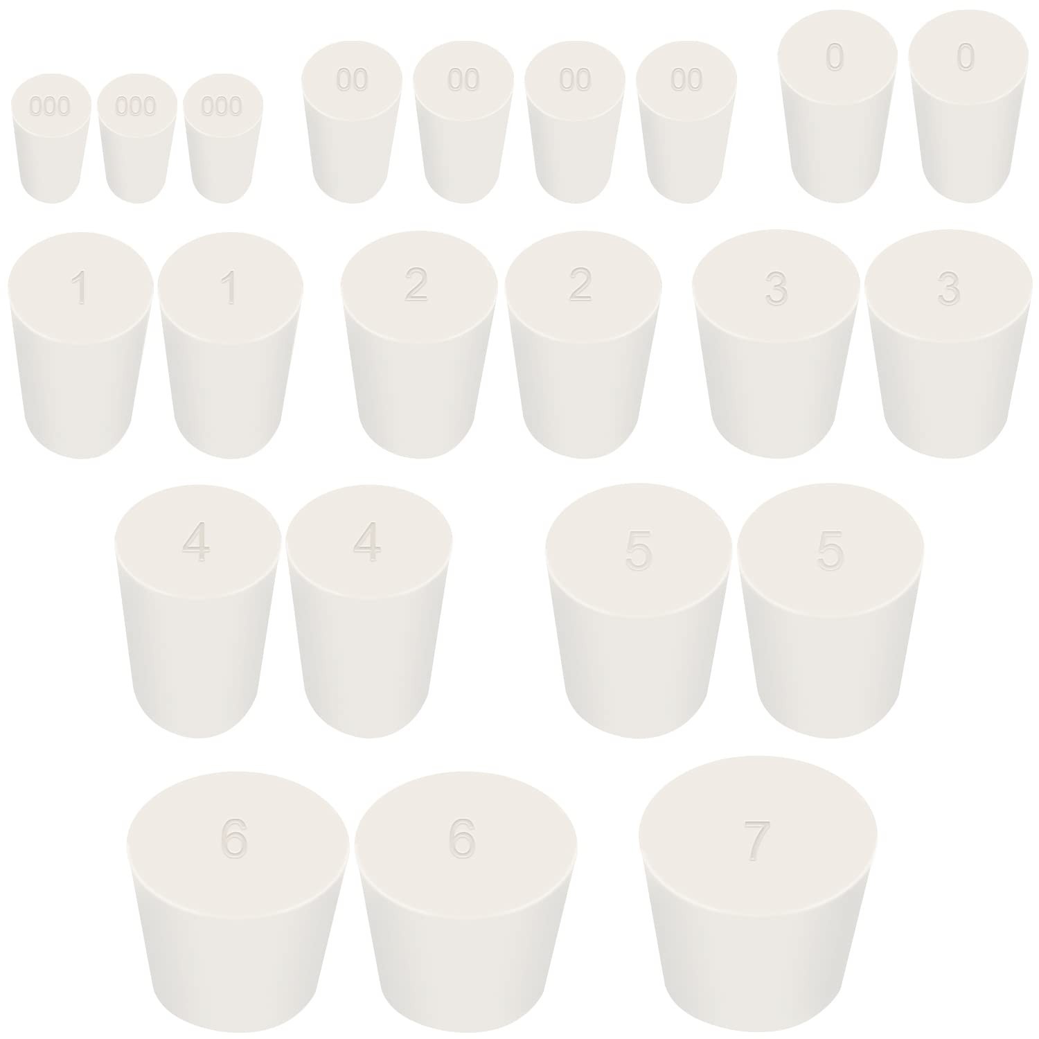 29Pcs White Solid Rubber Stoppers 10 Assorted Sizes