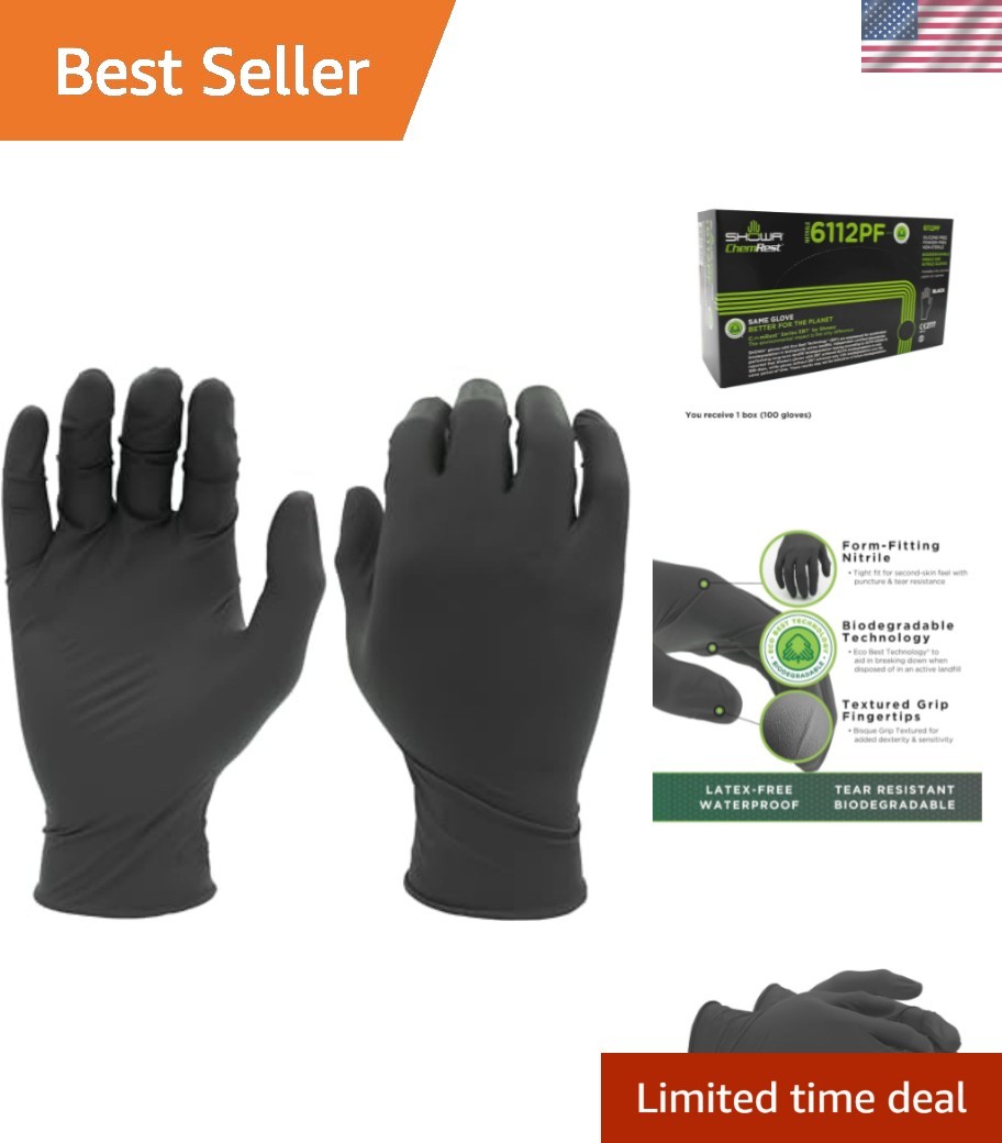 Professional Black Nitrile Gloves – Eco Best Tech, Waterproof, Food-Grade Safety