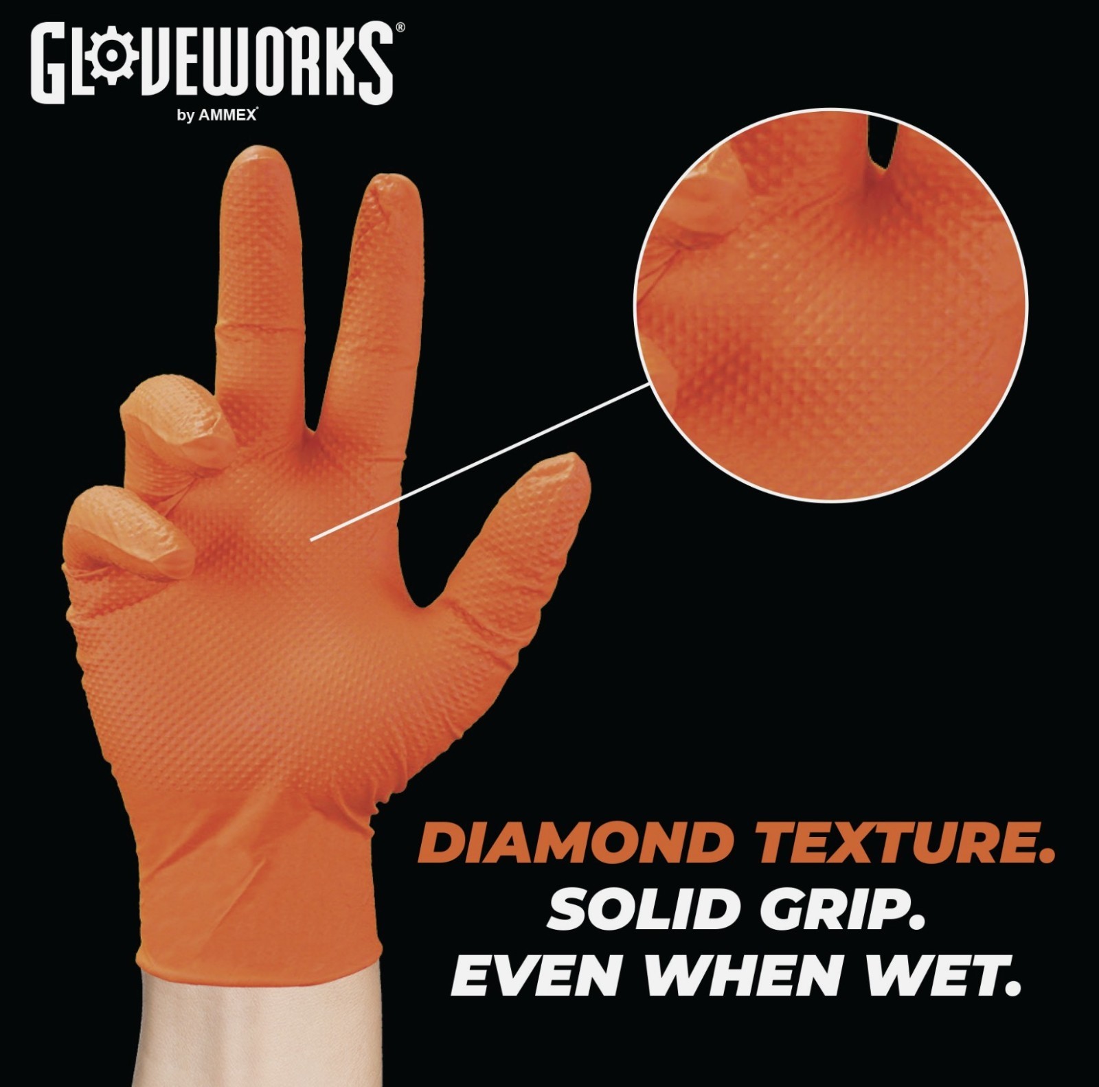 GLOVEWORKS 8mil Orange Nitrile Gloves, (Size: XL) / GWON48100