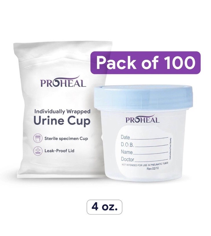 100 Pack Sterile Individually Wrapped Urine Specimen Collection Cups 4 oz E 3/29