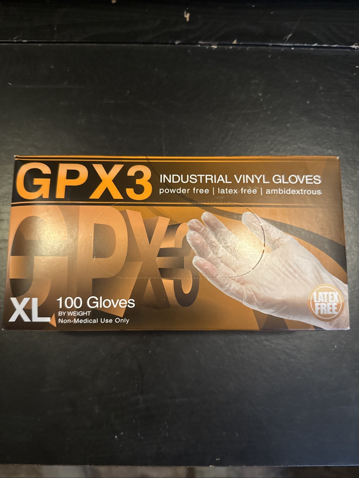 Gpx3 Industrial Vinyl Gloves Powder Free Latex Free Ambidextrous EXTRA LARGE