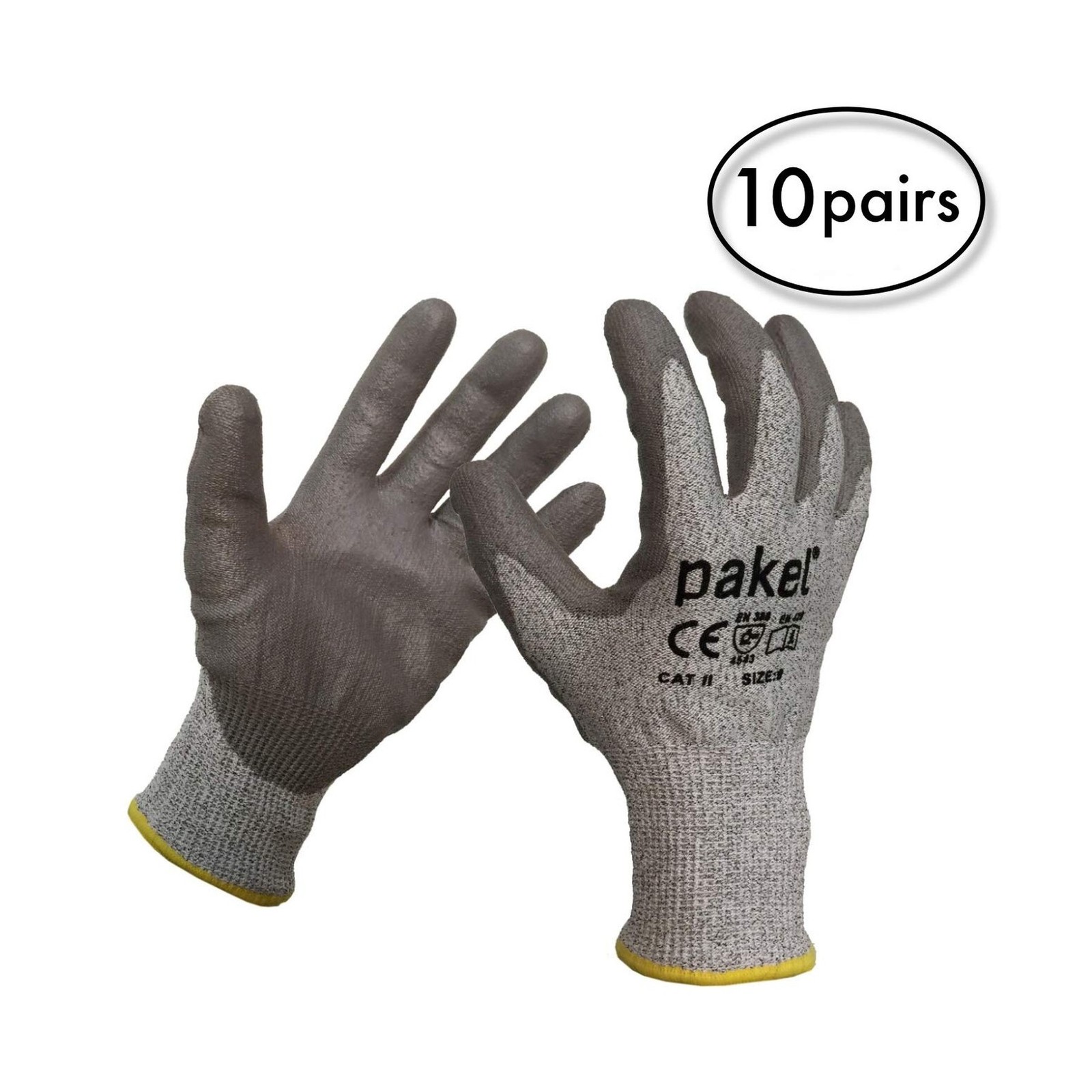 Pakel High Performance En388 CE Level 5 Cut Resistant Knit Wrist Gloves (Size…