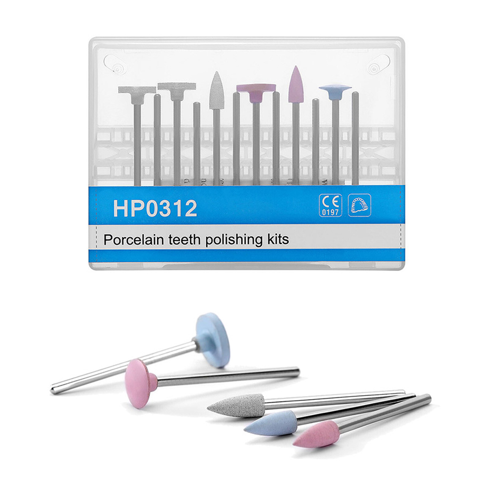 Dental Diamond Burs Cups Composite Polishing Burs Kit RA HP FG Shank Type SM