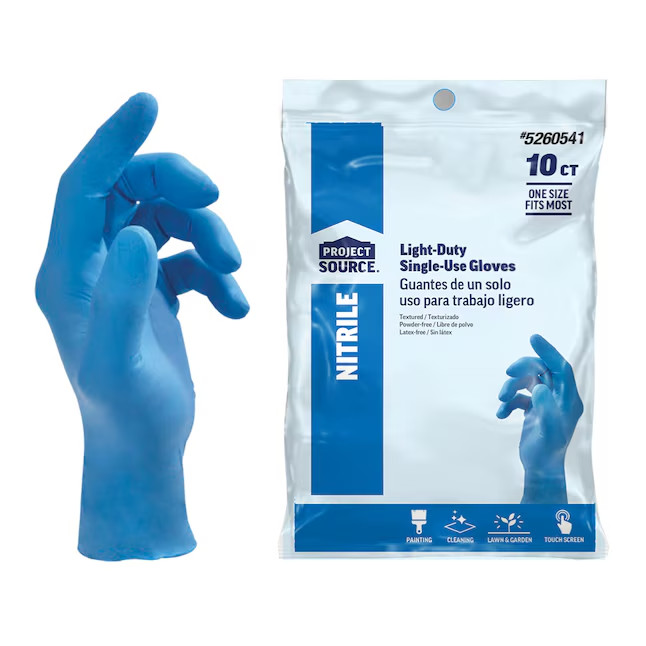 Project Source One size Grip Food Grade Nitrile Disposable cleaning gloves 10 ct