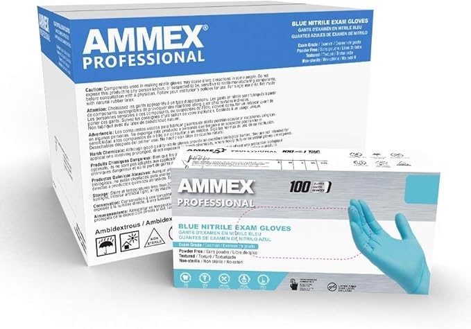 1000 AMMEX Blue Nitrile Non-Sterile Disposable Exam-Grade Gloves Size Small NEW