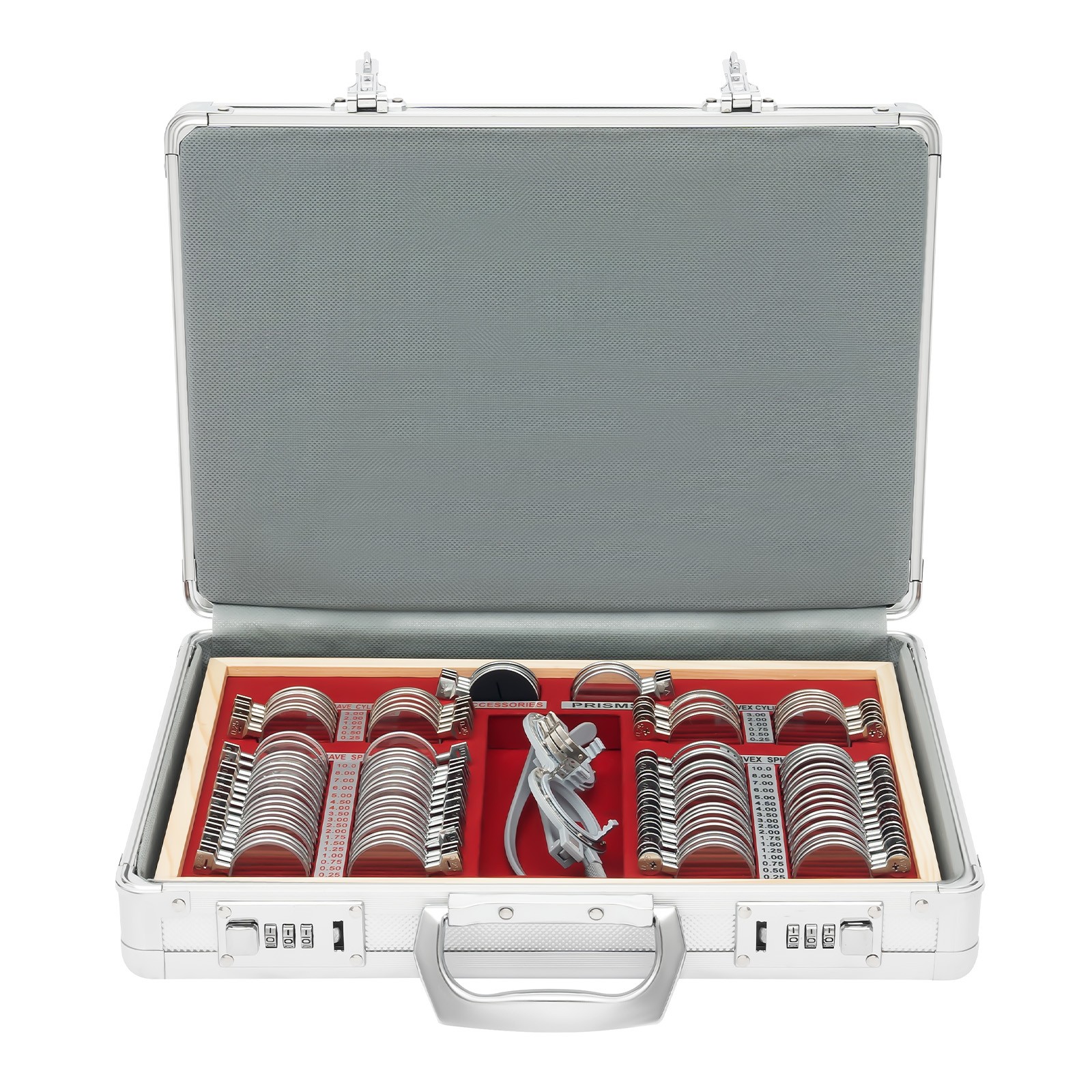 104pcs Optometry Optical Trial Lens Kit Test Metal Trial Frame Set w/Case Box