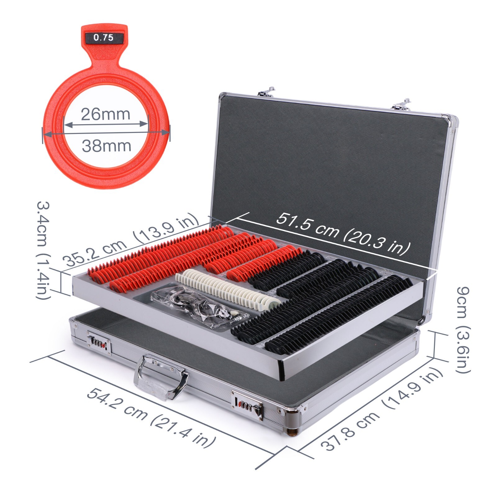 266PCS Optical Optometry Trial Lens Set Plastic Rim Aluminum Case