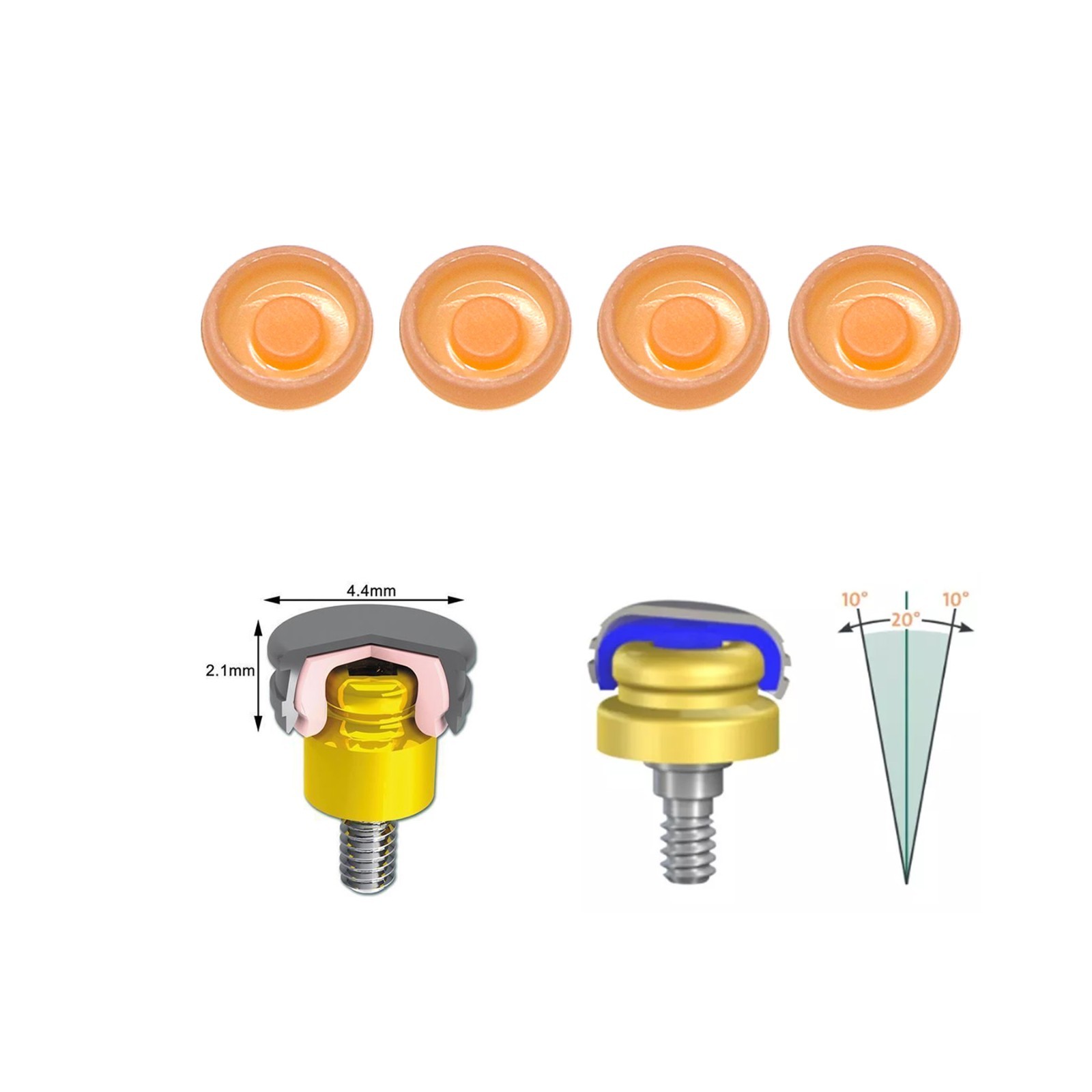Universal Dental Locator Retention Caps PEEK Male Insert Core Tool Overdenture