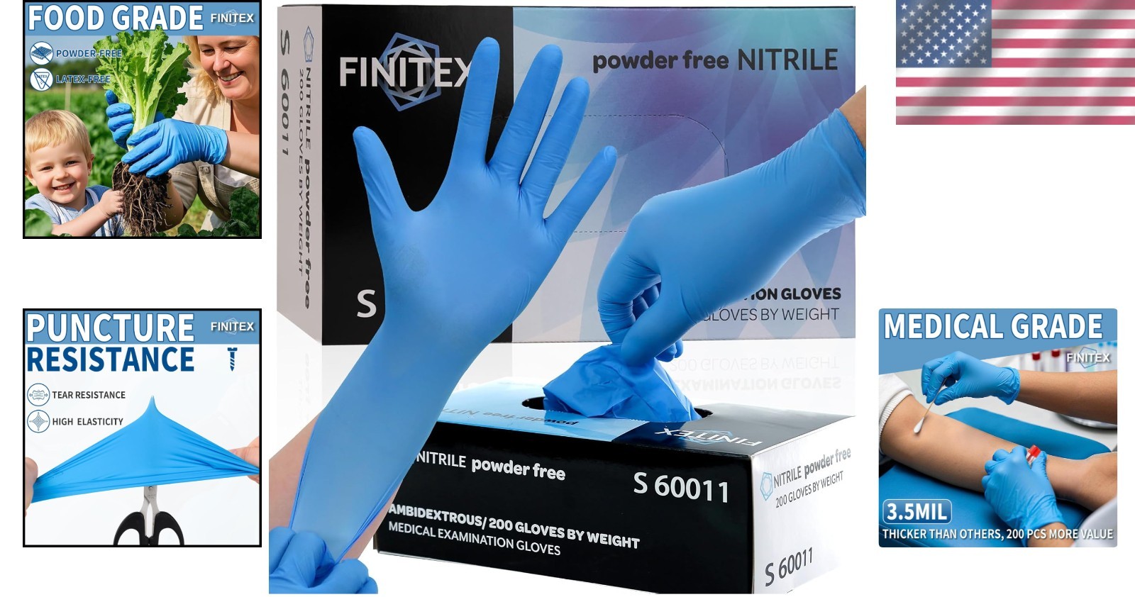 200-Count Blue Disposable Nitrile Gloves – Powder-Free, Latex-Free & Waterproof