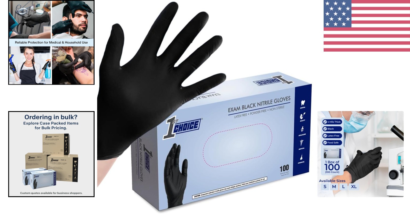 Professional Grade Black Nitrile Exam Gloves – 100 Count, Disposable, Latex Free