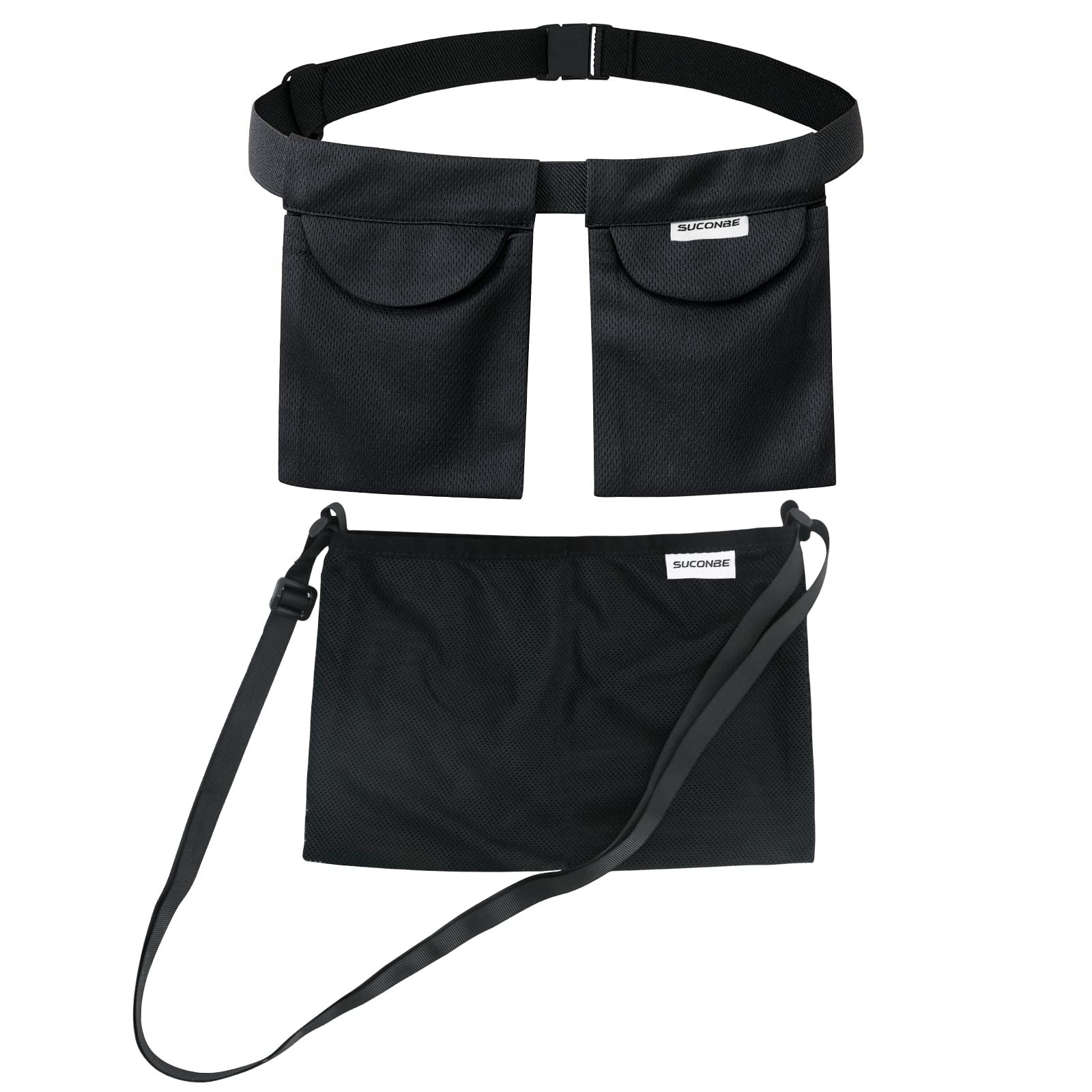 SUCONBE Adjustable Mastectomy Drain Holder Drainage Pouch Two Pockets, Black