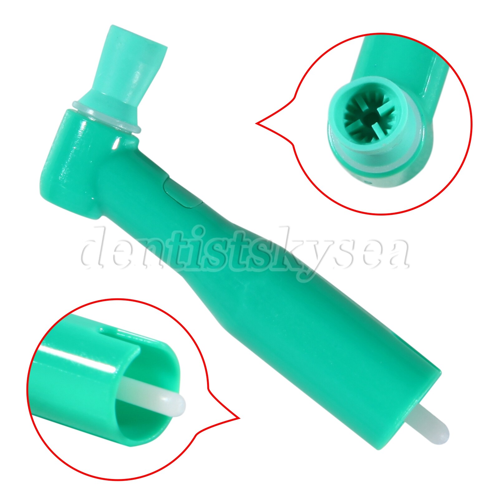 100pcs Dental Prophy Angle Polish Cup Disposable 105° Contra Angle Brush Green