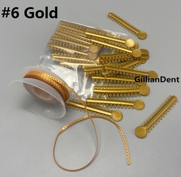 Gold Power Chain Dental Orthodontic Elastic Ligature Ties Bands Brackets Braces