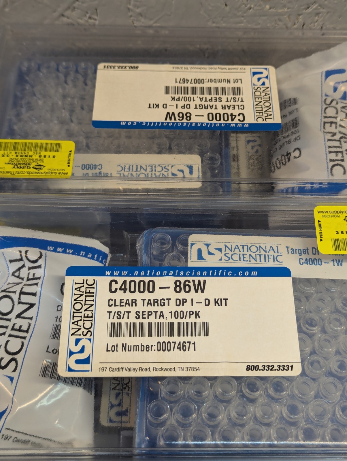 (10) National Scientific C4000-86W Screw Cap Vials Clear Targt DP I-D Kit