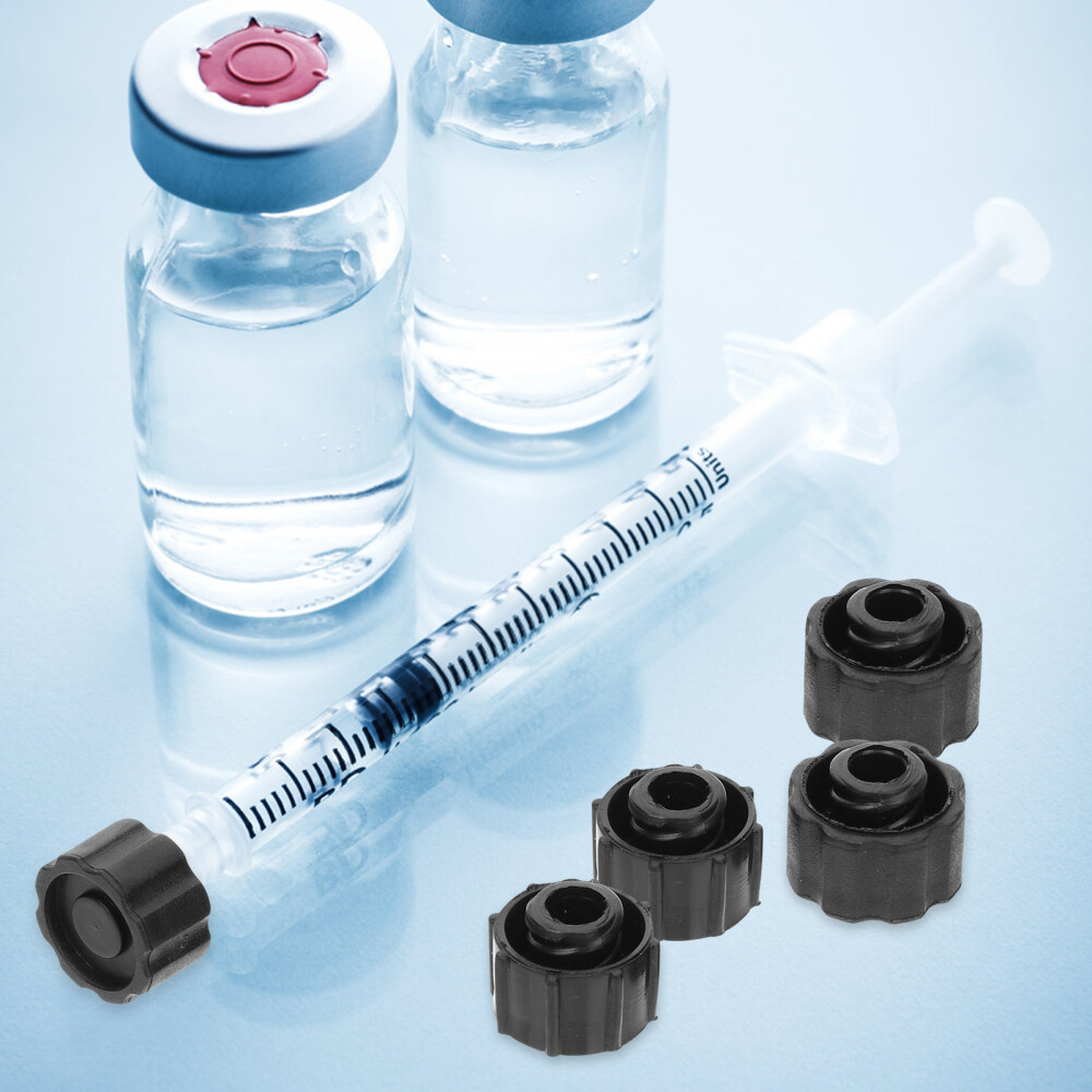 50PCS Syringe Tip Caps Black Syringe Adapter Plugs Dispensing Needle Tip Cap