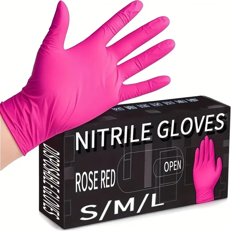 Fuchsia Nitrile Disposable Gloves 20/100PCS 3-Mil Powder & Latex Free Household