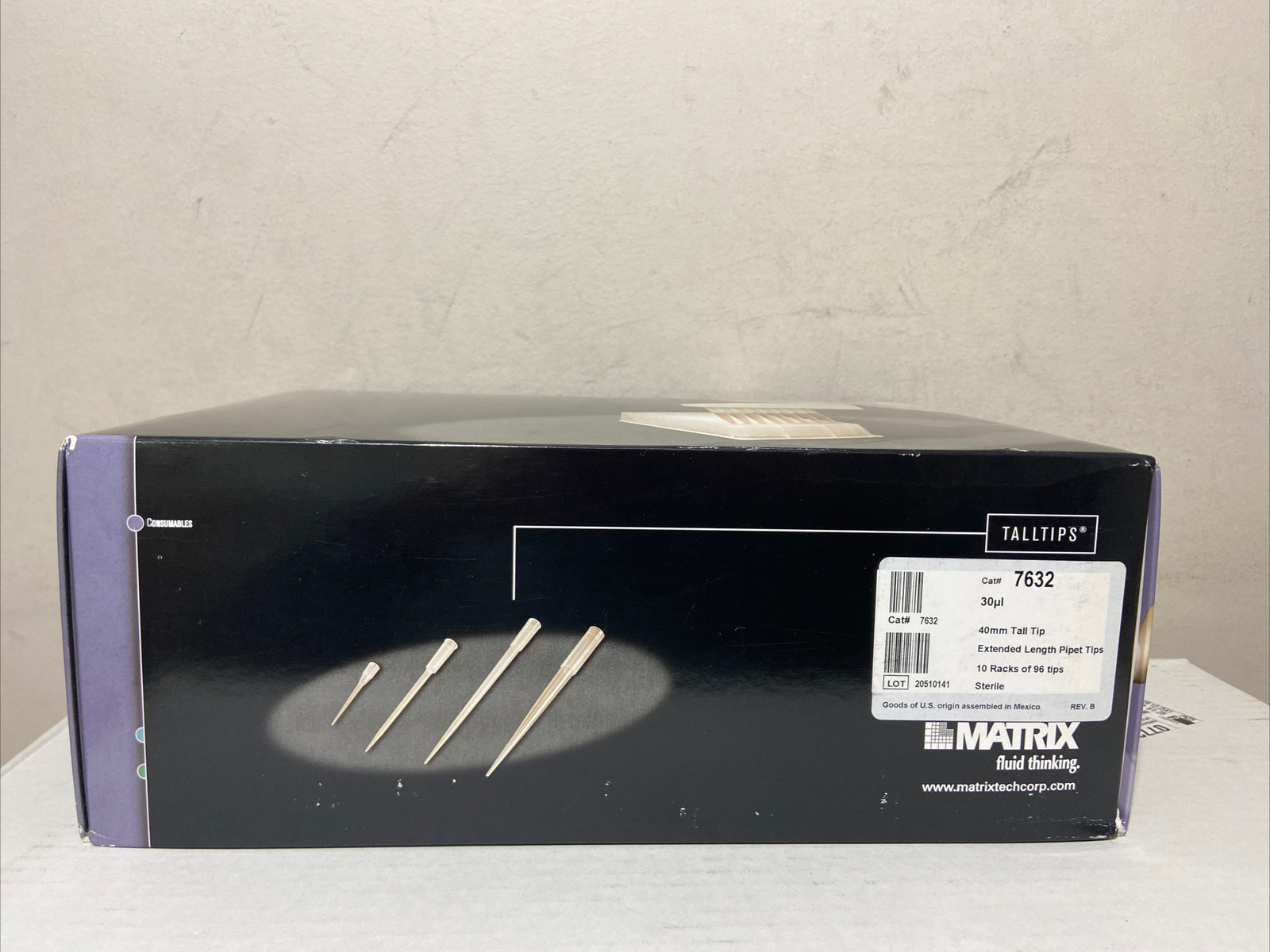 MATRIX 7632 30µL 40mm TALLTIP EXTENDED LENGTH PIPET TIPS BOX OF 960