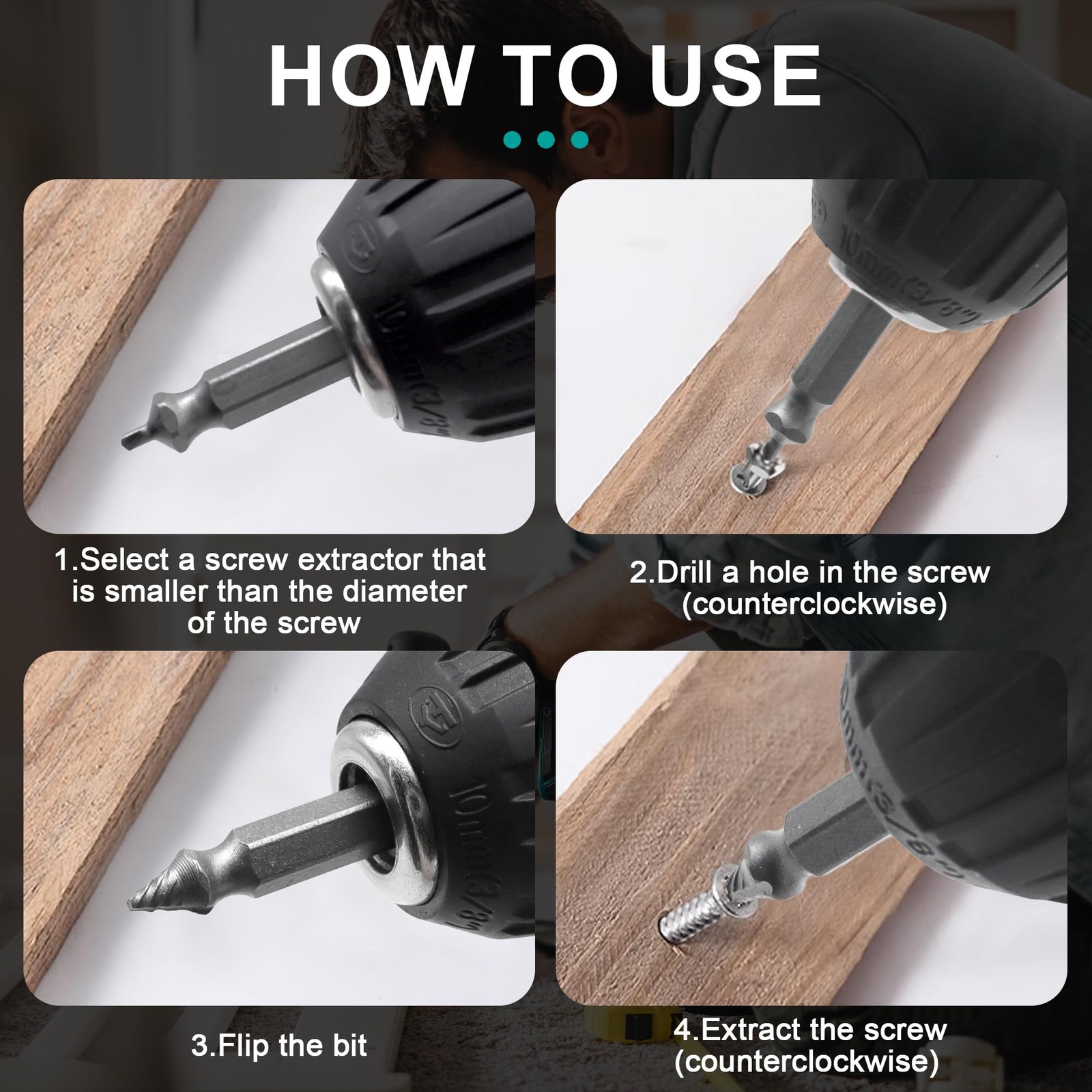 Damaged Screw Extractor Set 6PCS, Stripped Screw Extractor, Easy Out Removal of