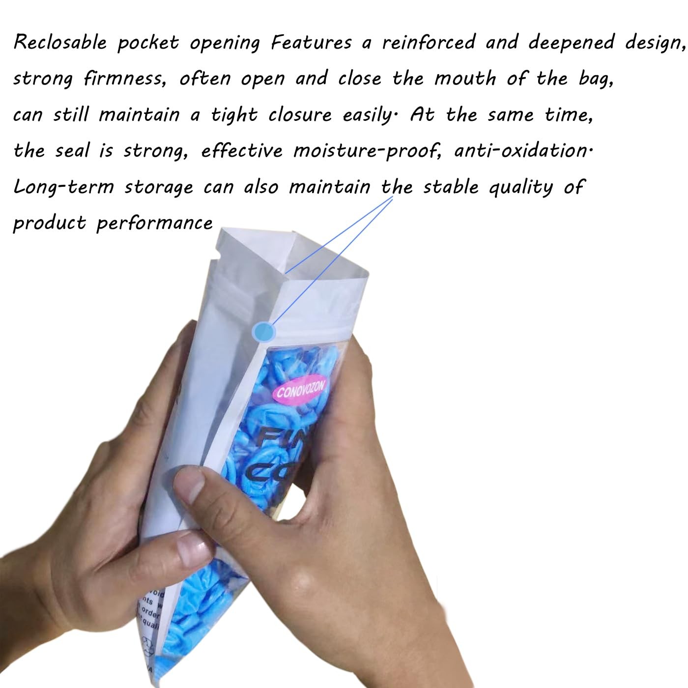 CONOVOZON Medium Disposable Nitrile Finger Cots, Anti-Static Blue