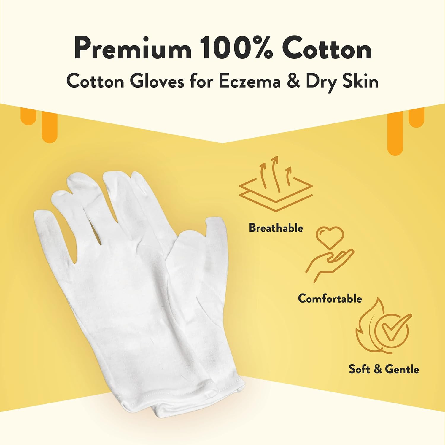 Premium 100% Cotton Gloves – Washable & Reusable Overnight Dry Hands Treatment –