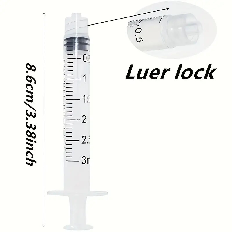 5x 3mL Disposable Syringe Luer Lock Tip Liquid Medical Plastic 3cc