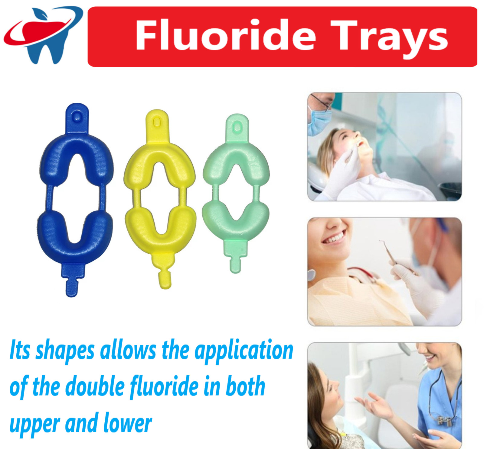 Dental Fluoride Trays Dual Arch, Single Arch Anatomical Design Tray S, M, L, USA