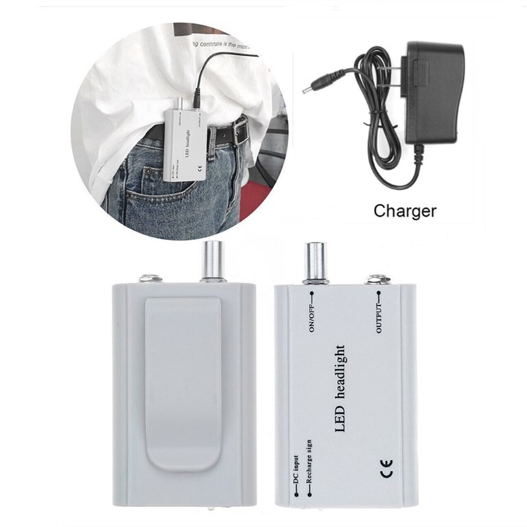 1800Mah Rechargeable Battery Pack with Belt Clip for Dental LED Head Light Gray