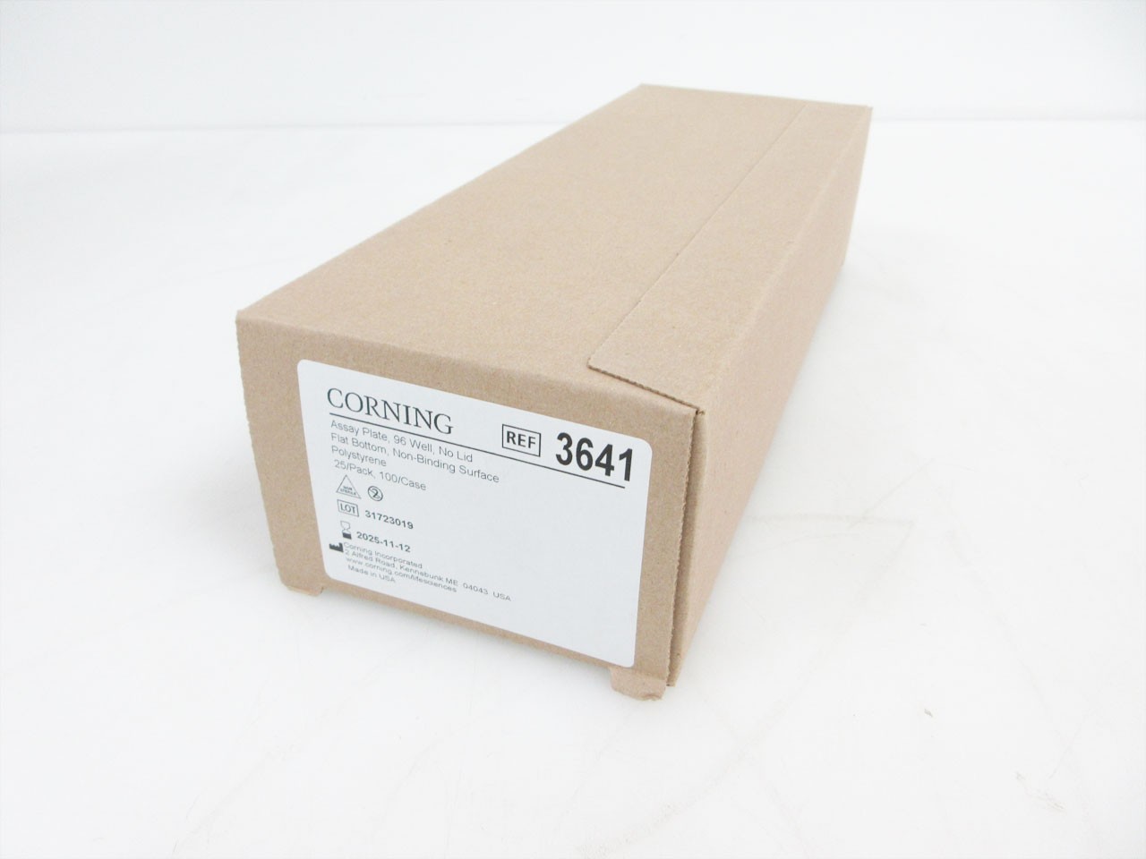 BOX 25 CORNING 3641 ASSAY PLATE 96 WELL FLAT BOTTOM NBS NON-BINDING POLYSTYRENE
