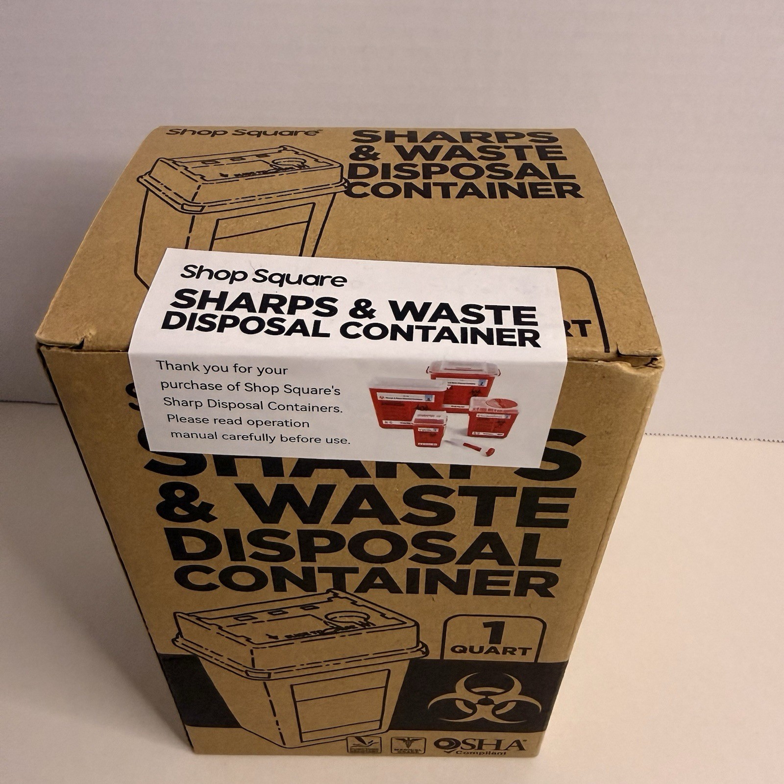 Shop Square Sharps Container 1 Quart Medical Waste Disposal OSHA New