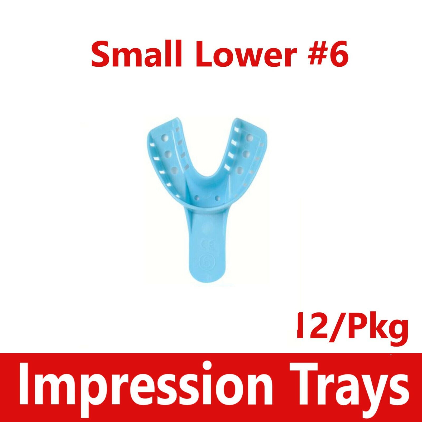 12Pcs/Pack Dental Impression Trays Perforated Plastic Disposable XL, L, M, S