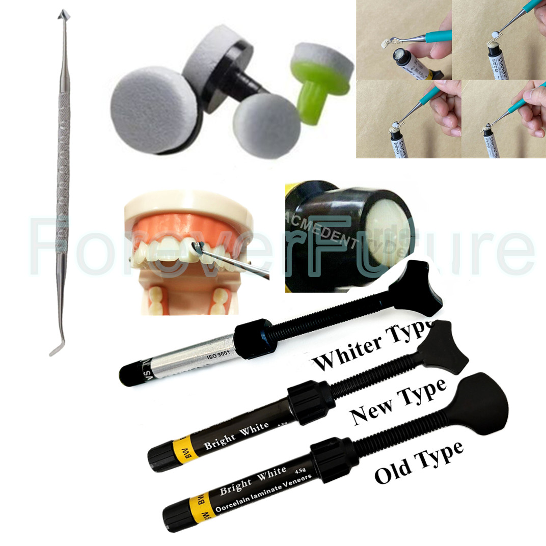 Dental Composite Resin Veneer Bright White/Veneer Spatula Foam Pad Sliver Handle