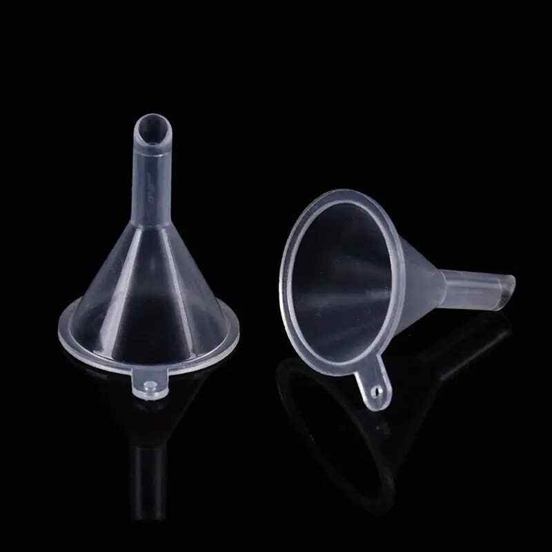 10 Pack Clear Mini Plastic Funnels for Lab Bottles, Oils, Perfumes, Powder, etc